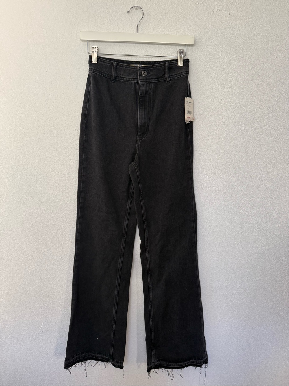 Free People Black High-Rise Flare Wide-Leg Jeans